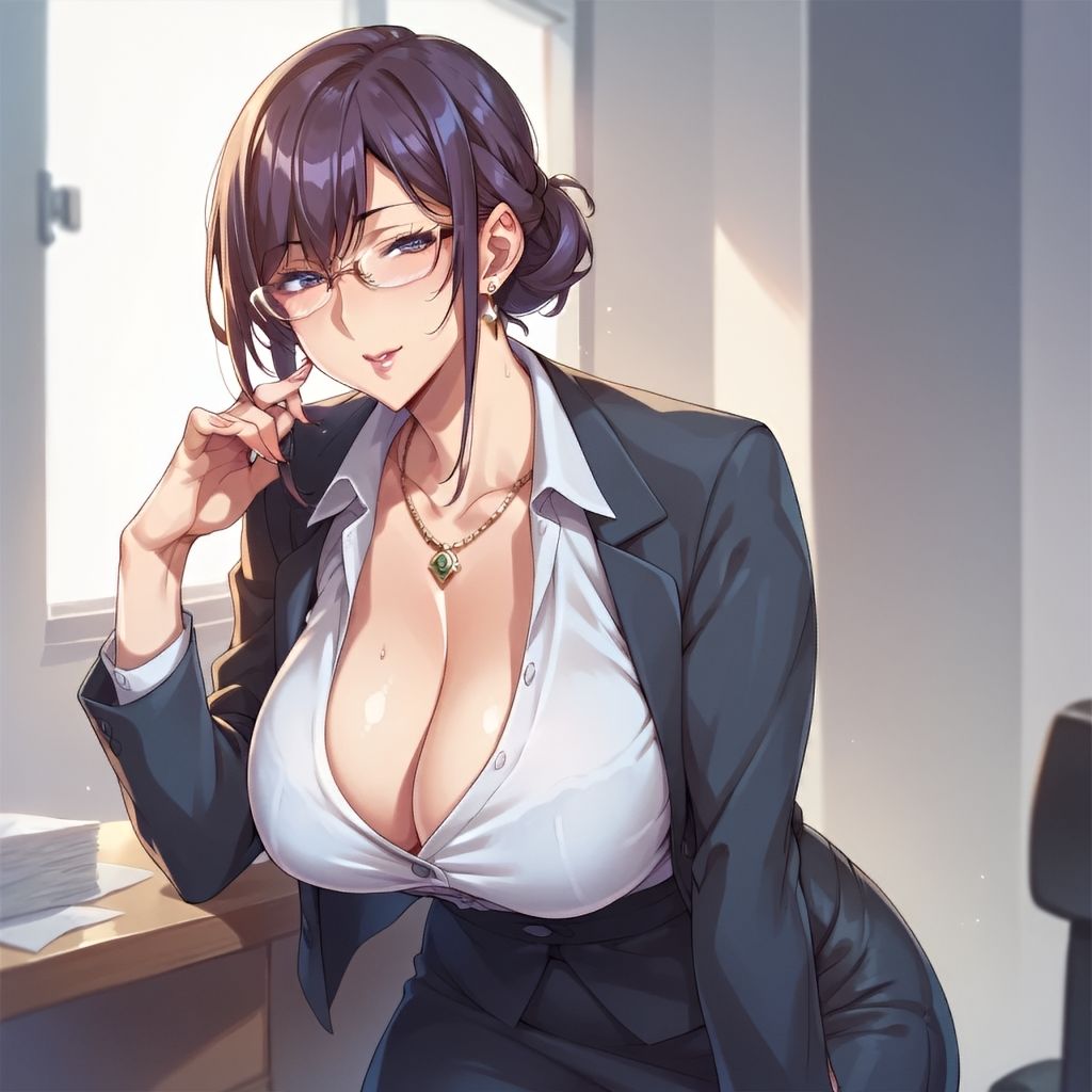 サンプル画像1:巨乳熟女オフィス(8ball-ai-art) [d_631672]