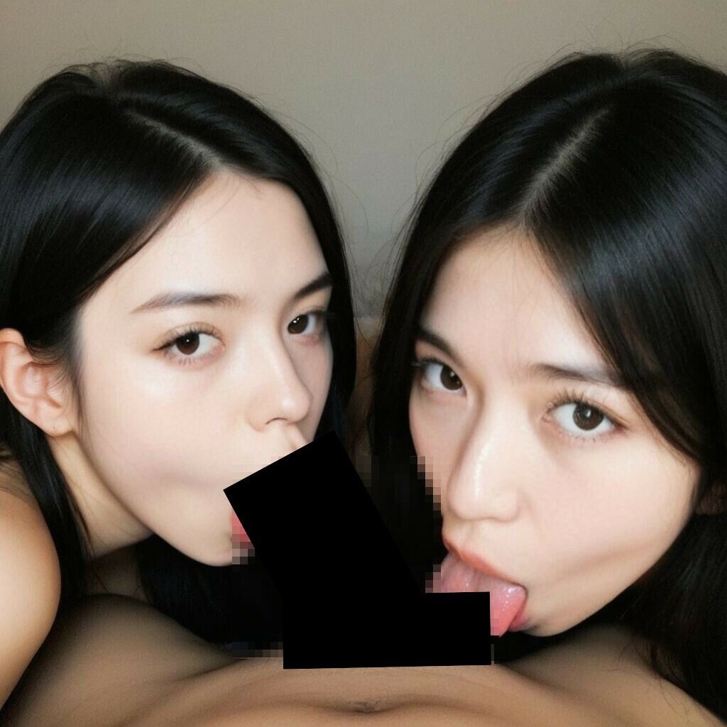 サンプル画像1:就寝前のハーレムフェラ(AI美エロ) [d_632060]