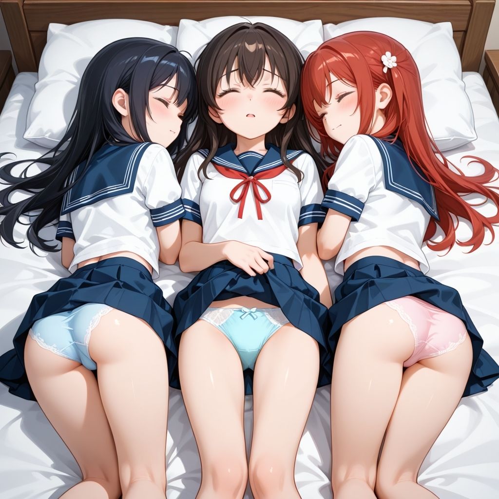 サンプル画像3:フェチコレ総集編 ベッドにパンチラしながら寝そべる美女ハーレム【総枚数1，000枚】(満点星) [d_632205]