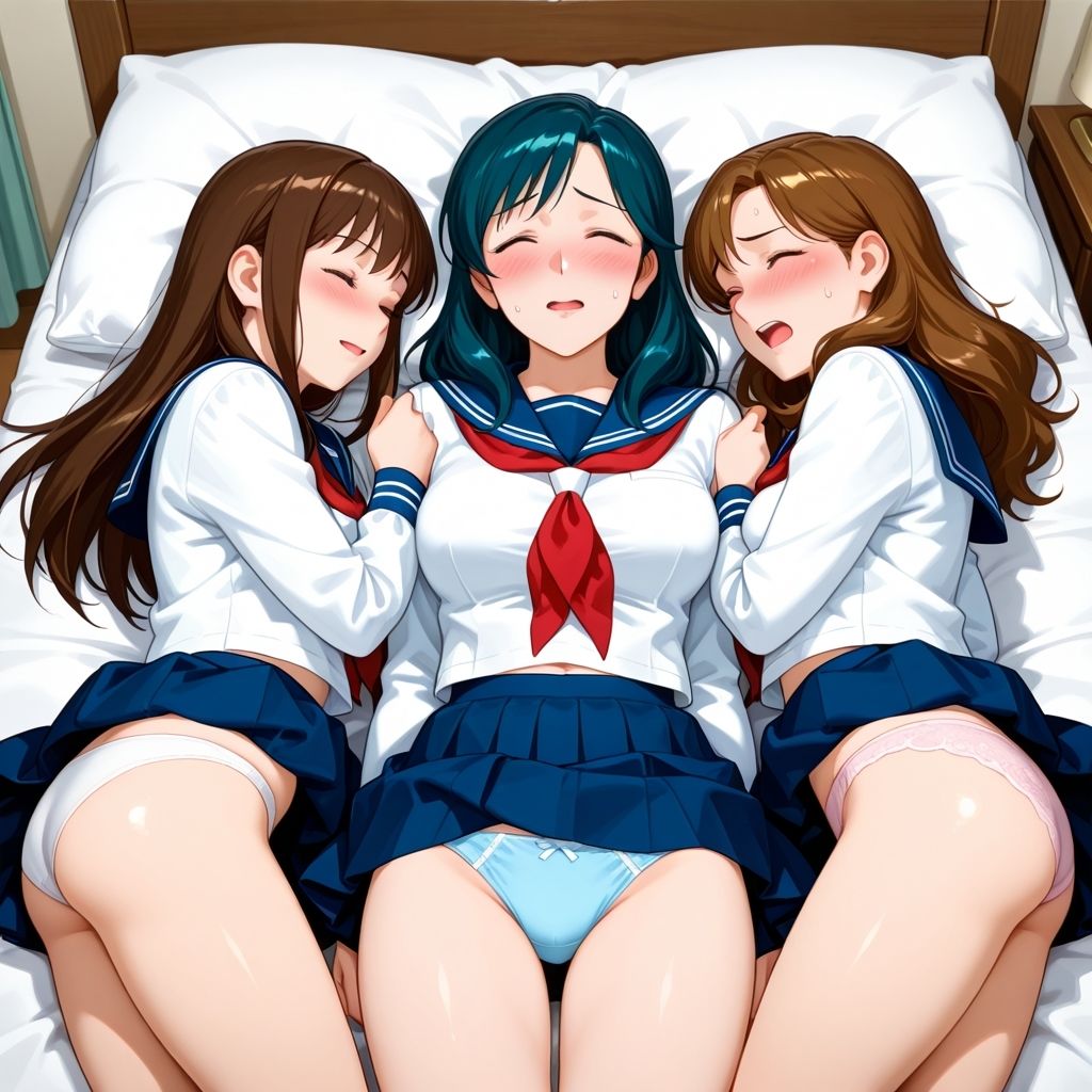 サンプル画像5:フェチコレ総集編 ベッドにパンチラしながら寝そべる美女ハーレム【総枚数1，000枚】(満点星) [d_632205]