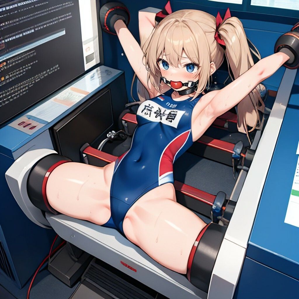 サンプル画像1:機械拘束な競泳水着風美少女さん(ほげふが) [d_632219]