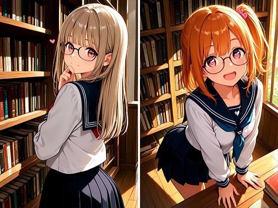 サンプル画像2:メガネ図書委員美女と秘密の図書館エッチ Part2(放課後密着研究会) [d_632321]