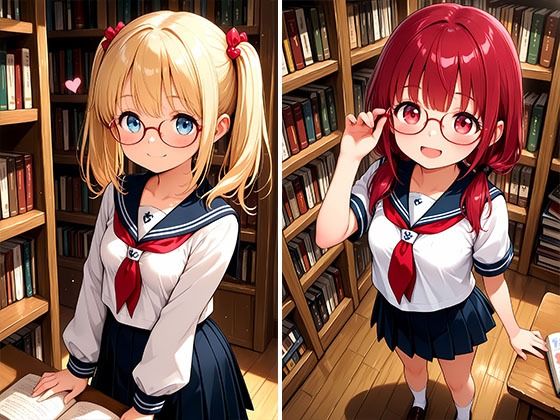 サンプル画像2:メガネ図書委員美女と秘密の図書館エッチ Part2 ちっぱいVer(放課後密着研究会) [d_632338]