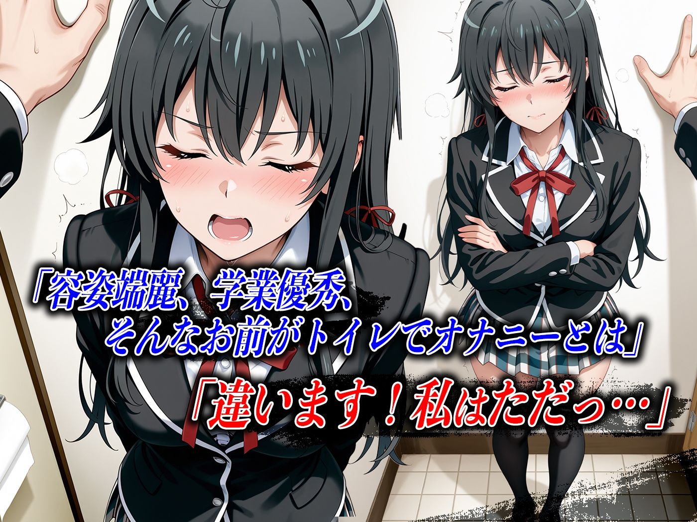 【4Kイラスト】心堕浸食_学校のトイレでオナニーしてるのを先生に見られた雪ノ●雪乃 画像4