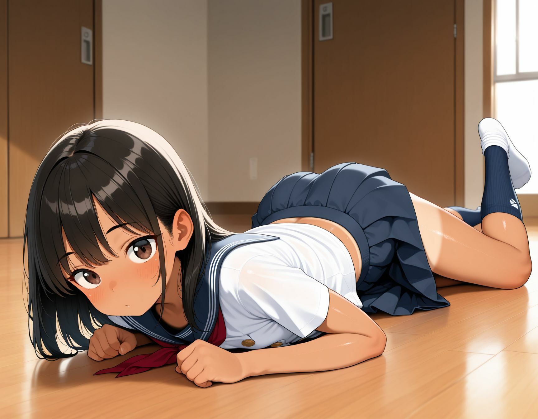 水着の日焼けが残る、発育のいい少女8