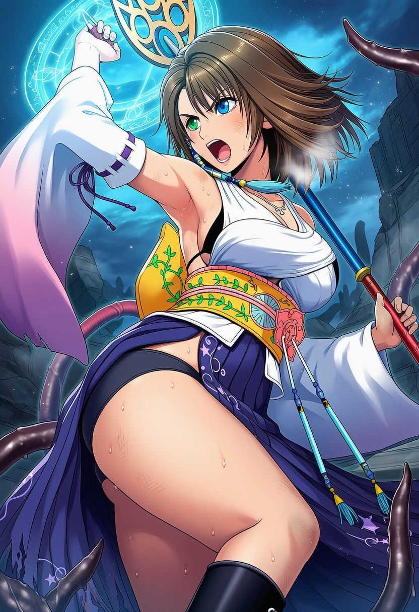 ユウナ vs ぬるぬる触手 画像4