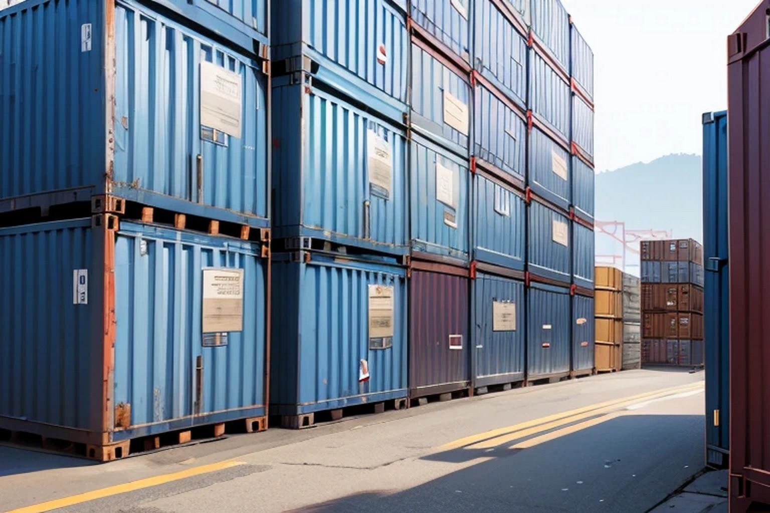 サンプル画像1:コンテナ集積場  背景素材(豊川内角) [d_633377]