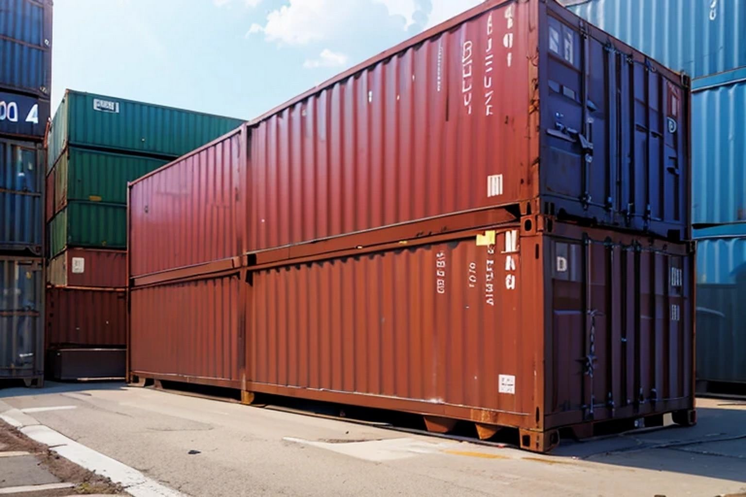 サンプル画像4:コンテナ集積場  背景素材(豊川内角) [d_633377]