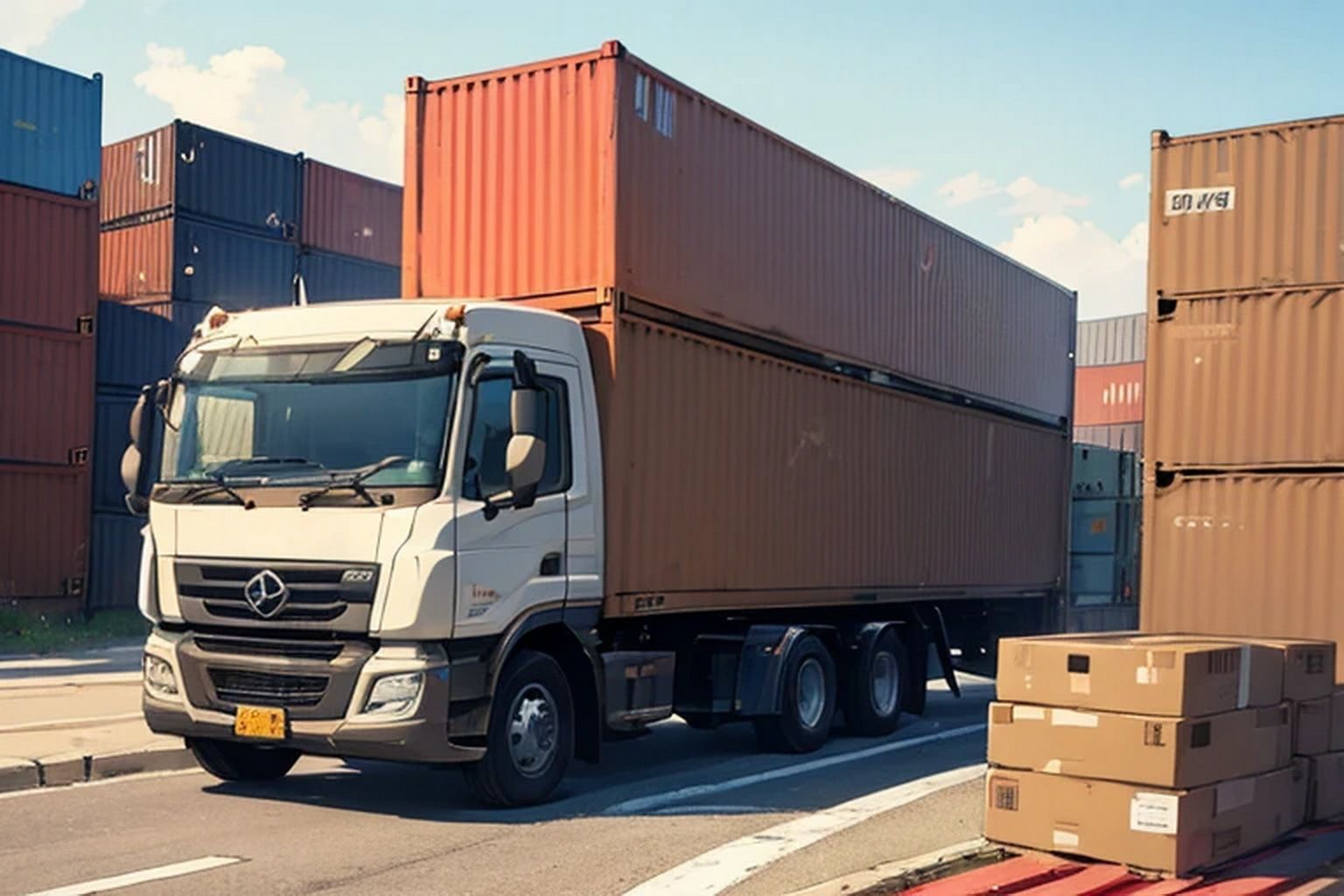 サンプル画像5:コンテナ集積場  背景素材(豊川内角) [d_633377]