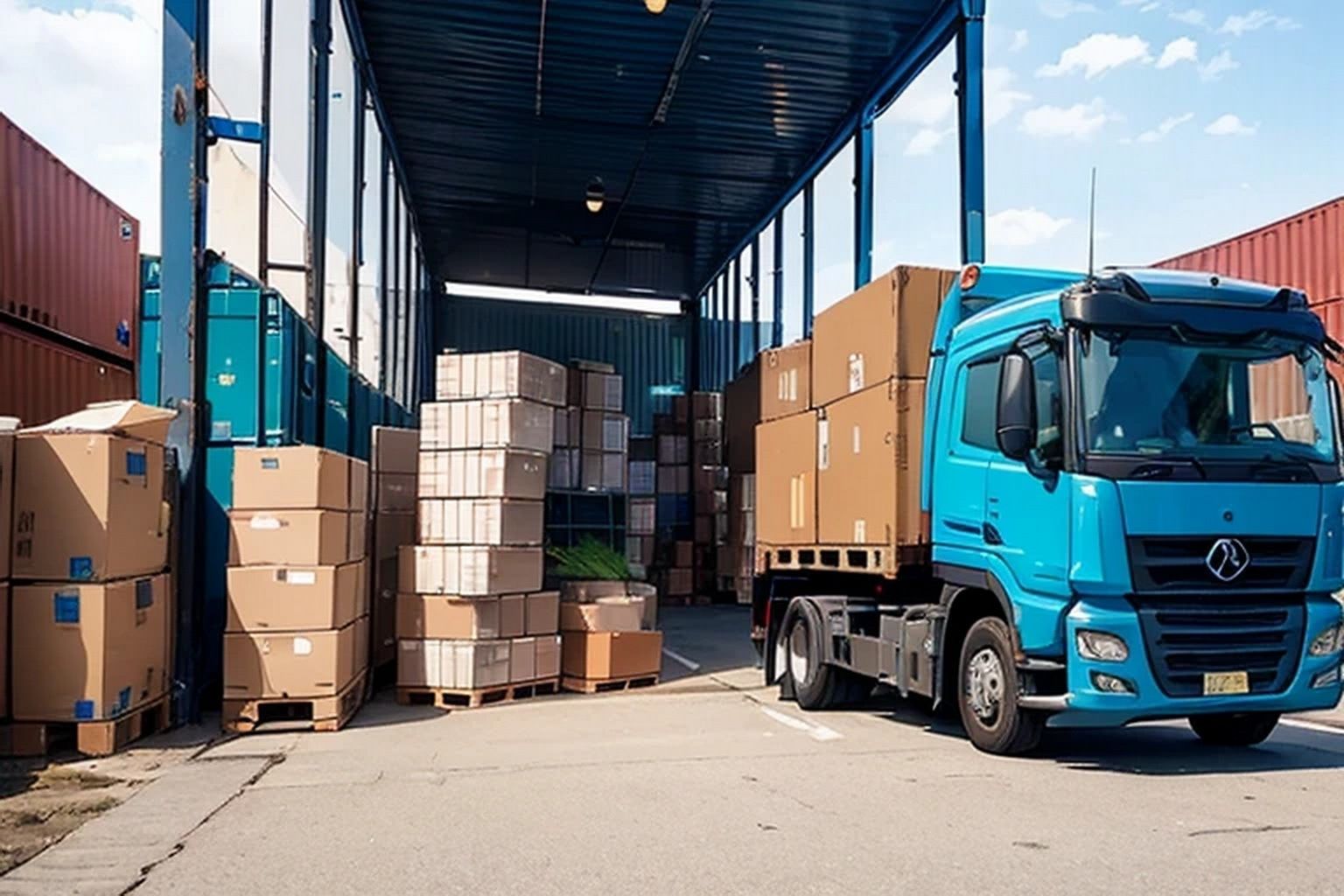 サンプル画像6:コンテナ集積場  背景素材(豊川内角) [d_633377]