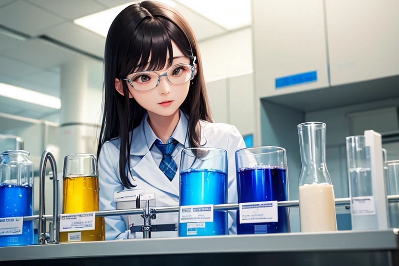 サンプル画像4:薬品研究室 背景素材(豊川内角) [d_633383]