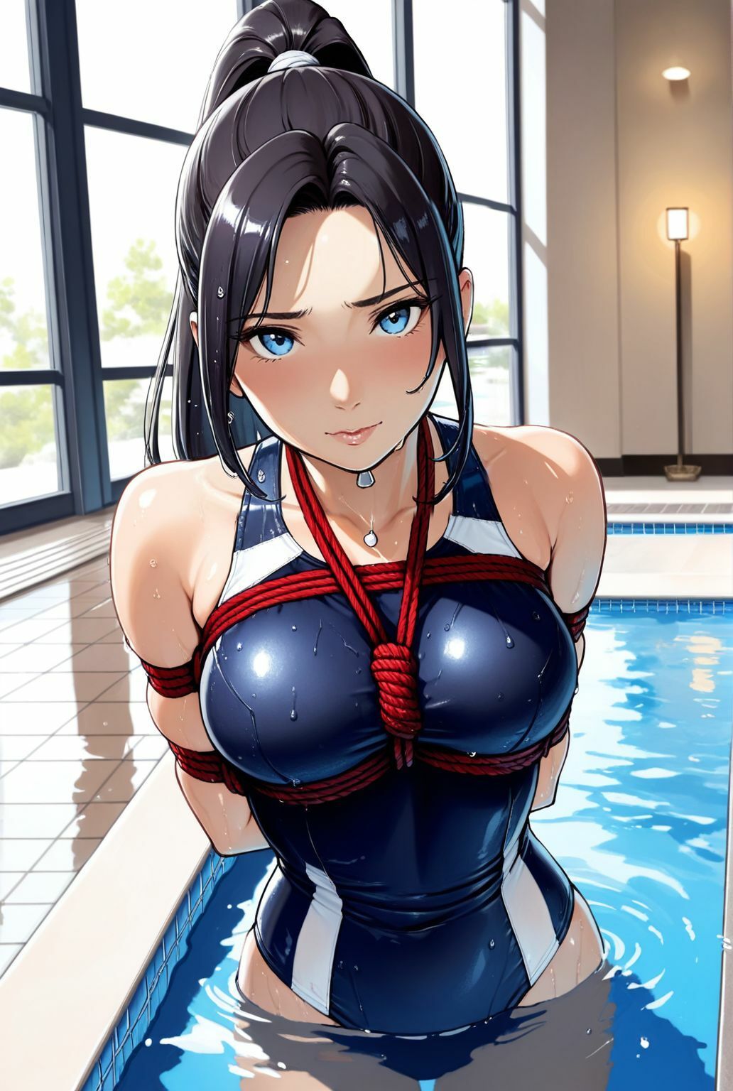 濡縄に囚われた人妻 ―蒼いプールで秘める悦び― 画像1