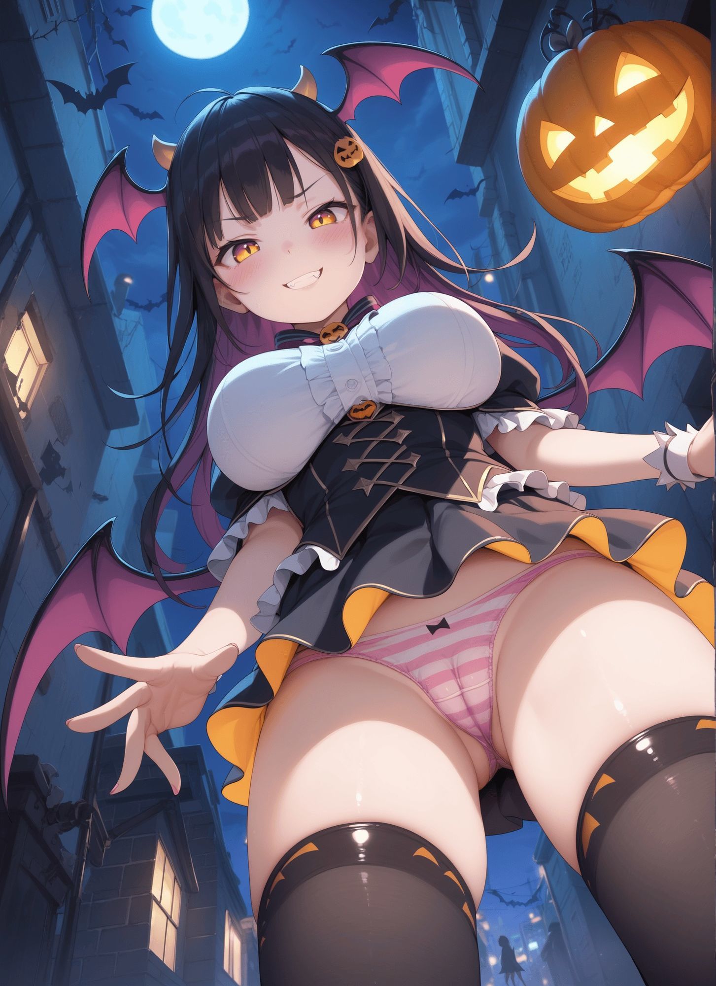 サンプル画像1:見上げたハロウィンパンツ・見上げた女剣士パンツ・見上げた浴衣パンツ(シャインのAIイラスト) [d_633638]