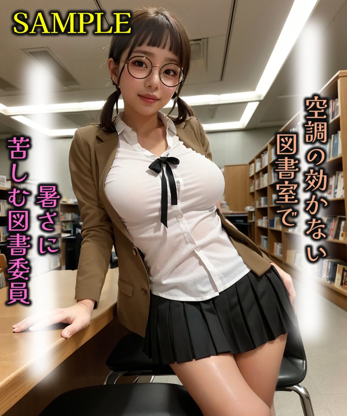 サンプル画像5:コスプレシリーズ 巨乳眼鏡の図書委員風(PURPLE_R.I.P) [d_633786]