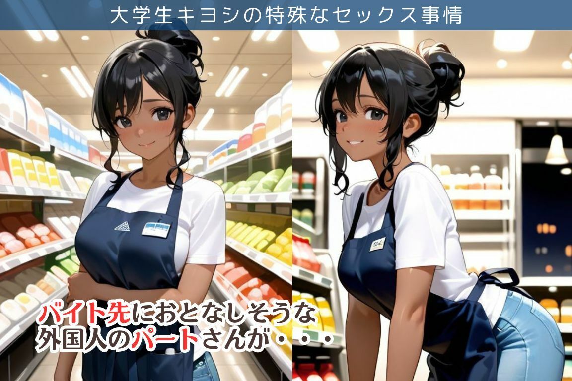 サンプル画像1:バイト先のスーパーで閉店後外国人のパートとエッチしちゃった件/大学生キヨシの特殊なSEX事情(へんたいひこう) [d_633958]