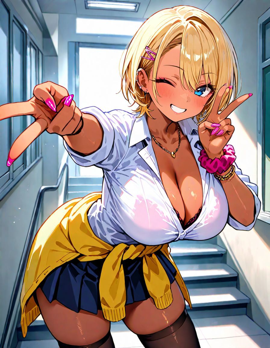 サンプル画像2:放課後に金髪ヤリマンギャルJKが男子を誘い校内でSEX三昧(美BODYライフ) [d_634272]