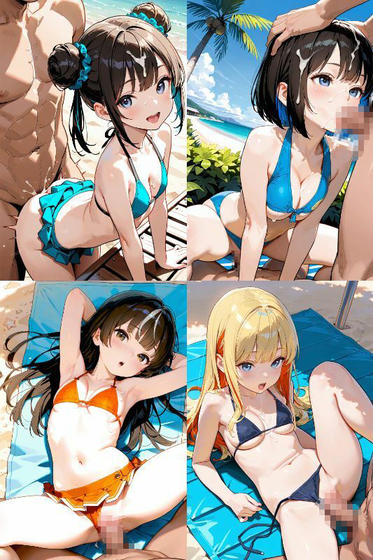 水着JKと屋外でエッチしよう!超絶かわいい女子校生とビキニ、スク水で青姦セックス!【1024x1536高画質サイズ!SDXL超美麗画像200枚以上!】 画像1