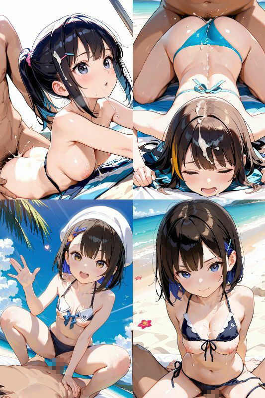 水着JKと屋外でエッチしよう!超絶かわいい女子校生とビキニ、スク水で青姦セックス!【1024x1536高画質サイズ!SDXL超美麗画像200枚以上!】 画像3