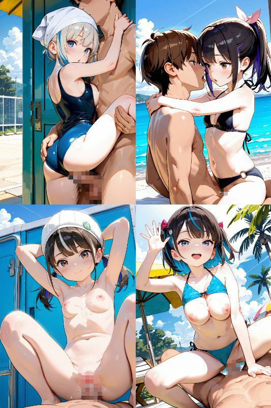 水着JKと屋外でエッチしよう!超絶かわいい女子校生とビキニ、スク水で青姦セックス!【1024x1536高画質サイズ!SDXL超美麗画像200枚以上!】 画像4