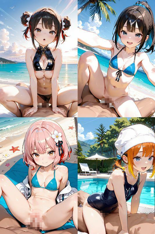 水着JKと屋外でエッチしよう!超絶かわいい女子校生とビキニ、スク水で青姦セックス!【1024x1536高画質サイズ!SDXL超美麗画像200枚以上!】 画像5