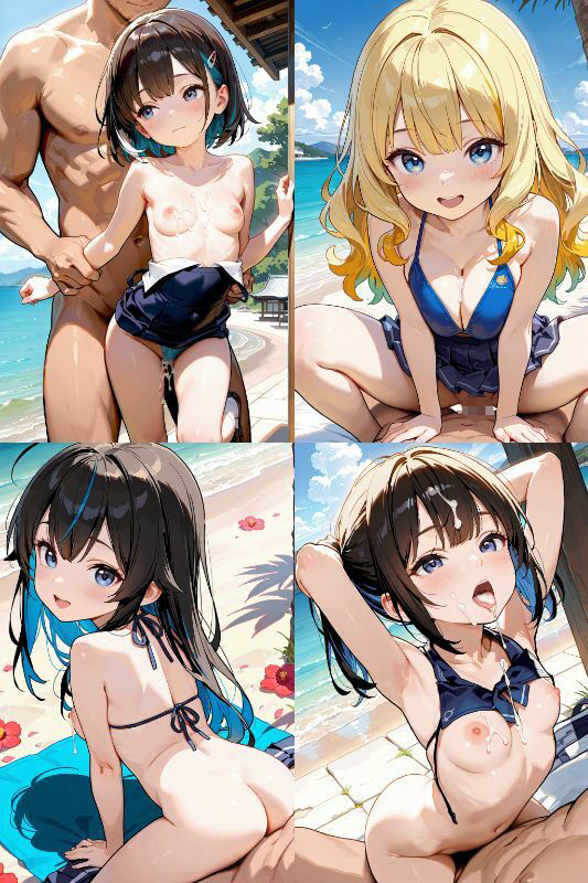 水着JKと屋外でエッチしよう!超絶かわいい女子校生とビキニ、スク水で青姦セックス!【1024x1536高画質サイズ!SDXL超美麗画像200枚以上!】 画像6