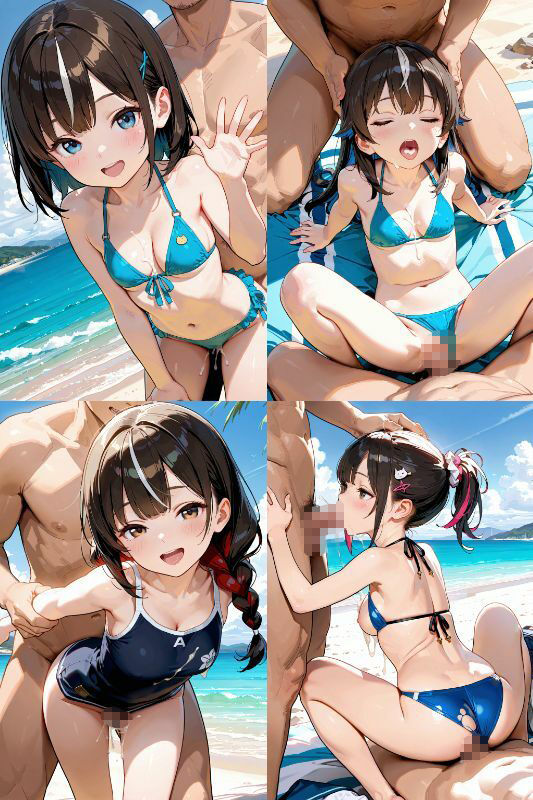 水着JKと屋外でエッチしよう!超絶かわいい女子校生とビキニ、スク水で青姦セックス!【1024x1536高画質サイズ!SDXL超美麗画像200枚以上!】 画像7