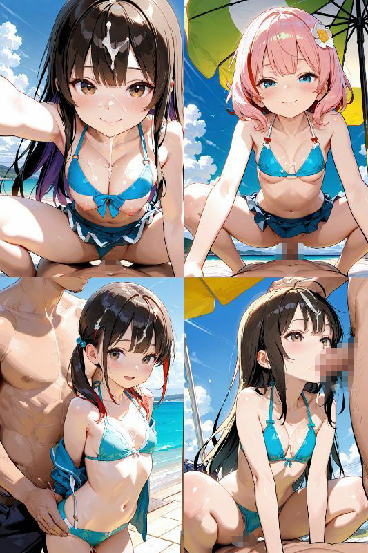 水着JKと屋外でエッチしよう!超絶かわいい女子校生とビキニ、スク水で青姦セックス!【1024x1536高画質サイズ!SDXL超美麗画像200枚以上!】 画像9