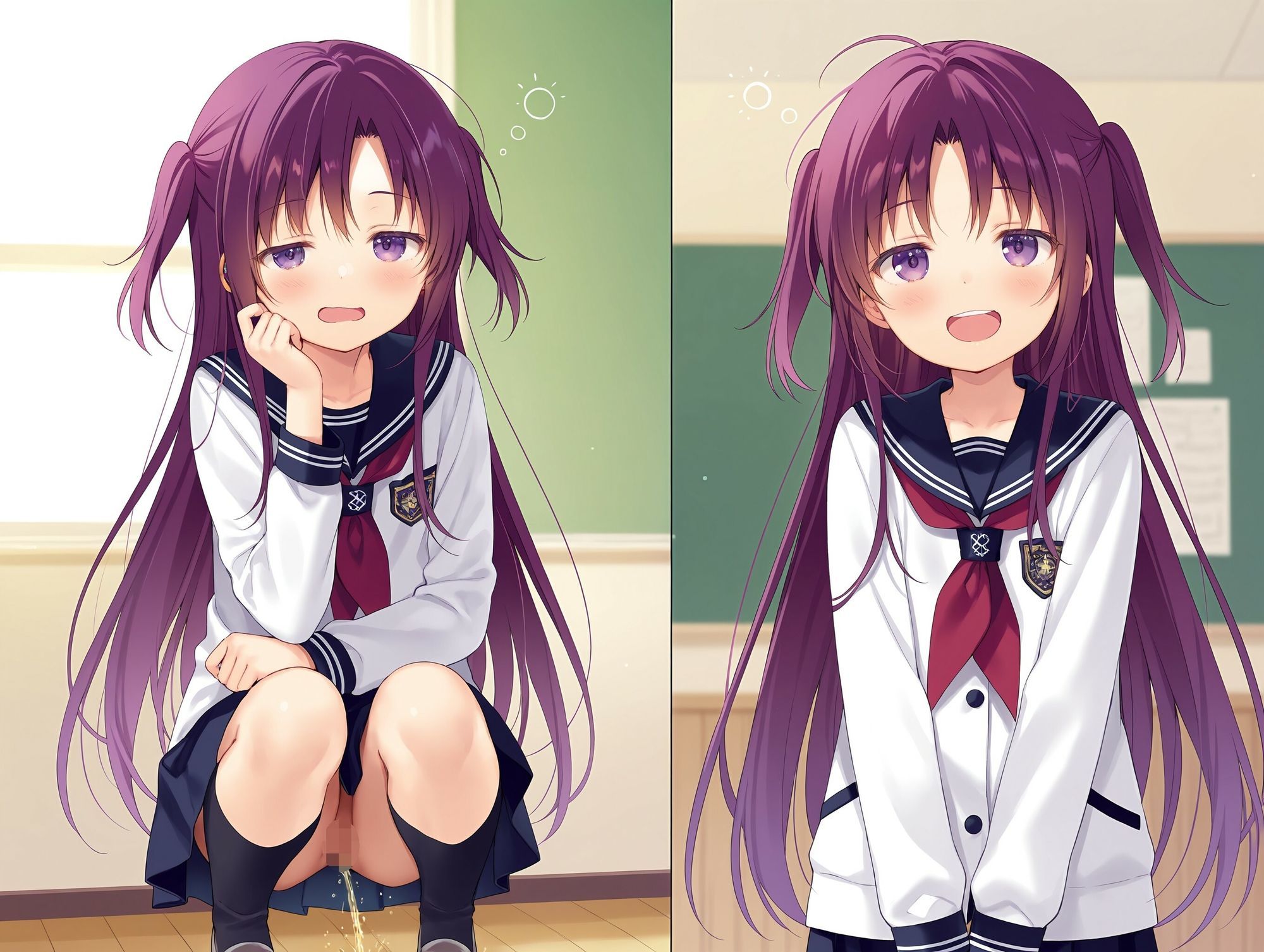 気になるあの子が寝ぼけて教室でおしっこをし始めた 画像1