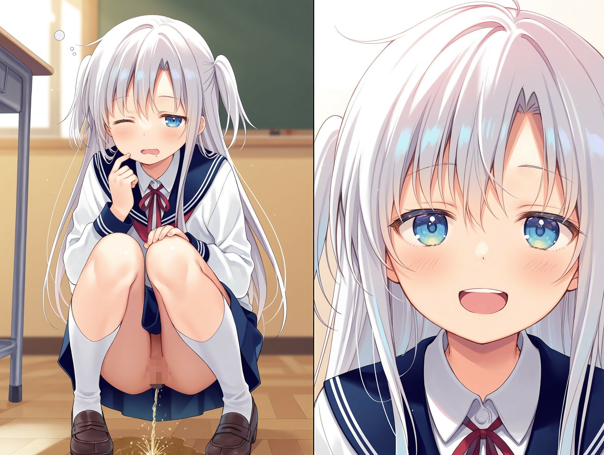 サンプル画像4:気になるあの子が寝ぼけて教室でおしっこをし始めた(でのいず) [d_635274]