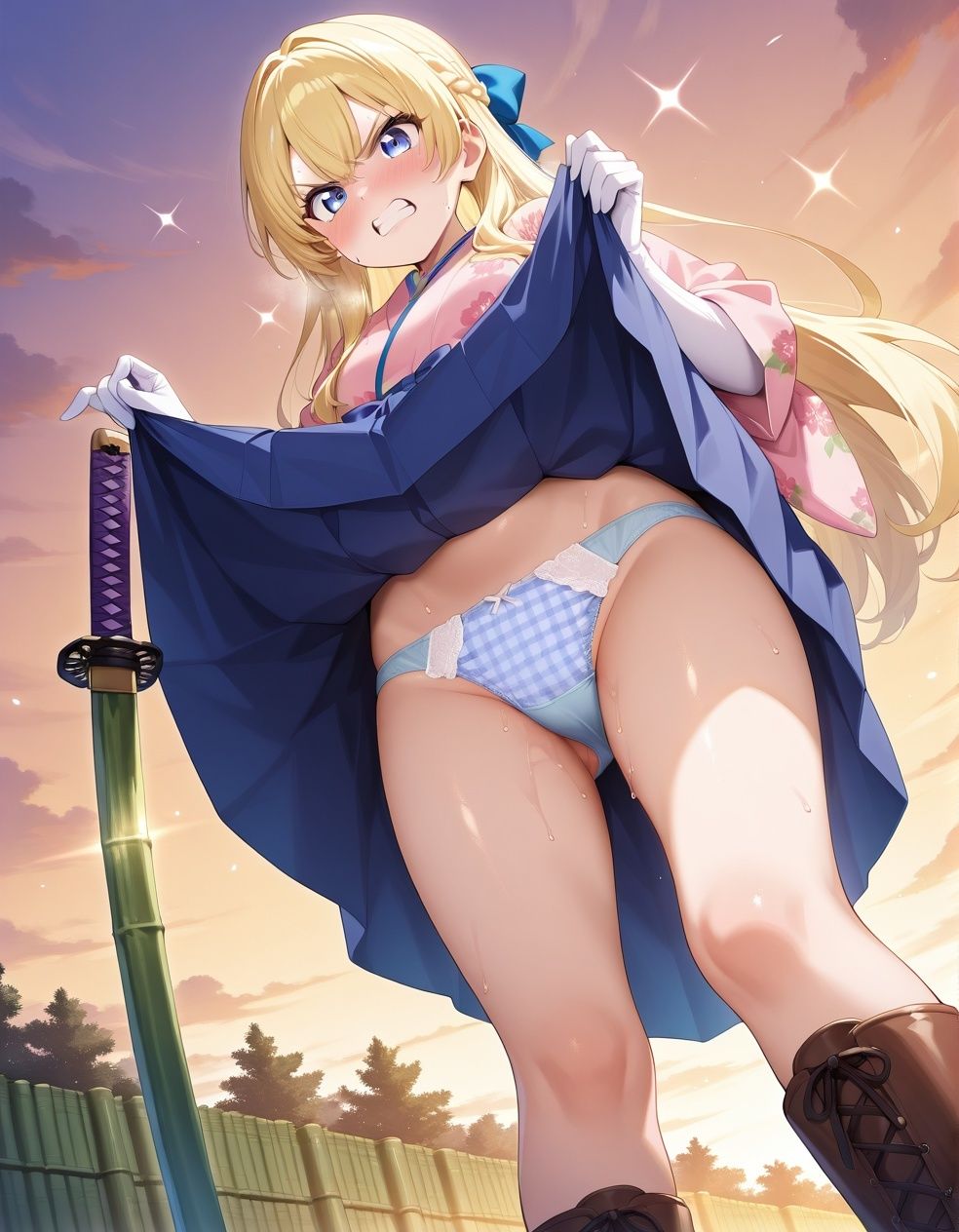 嫌な顔でパンツ見せてくる女侍_7