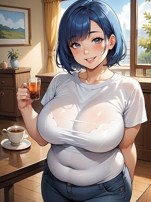 サンプル画像1:人工美神  「お隣のぽっちゃり世話焼きお姉さん（実は超むっつり）にお茶に誘われたら…欲求不満丸出しで誘惑されたので、そのまま部屋で汗だく濃厚セックス→子宮にドピュドピュ中出ししまくった一部始終(美神DB) [d_635514]