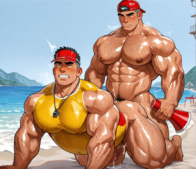 ガチムチ・マッチョ・ガチポチャゲイCG集64-ライフセーバー 画像3
