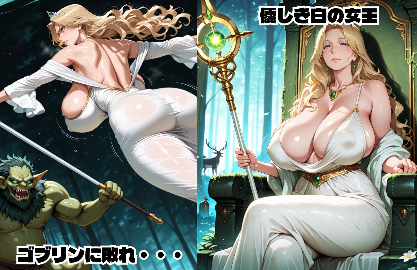 黒と白の女王様 孕ませレ●プ 触手×ゴブリン 画像2
