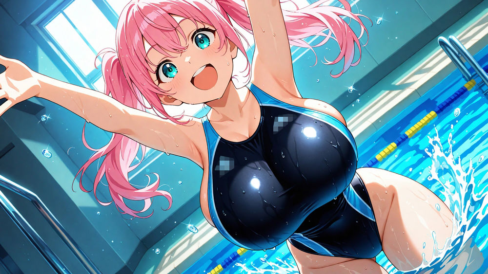 爆乳水泳部ピンク髪後輩と茶髪先輩を放課後プールで羞恥調教【4K】 画像2