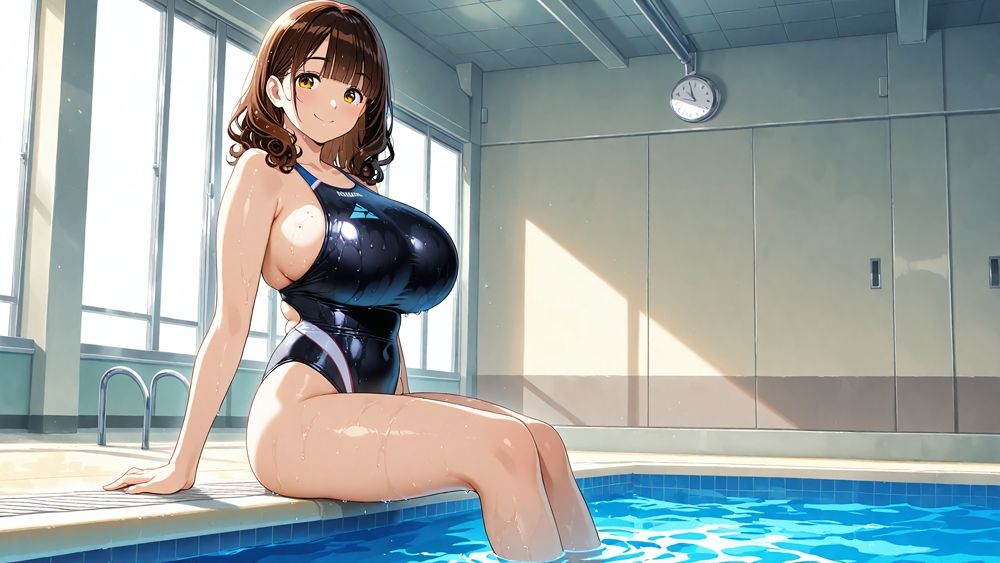 爆乳水泳部ピンク髪後輩と茶髪先輩を放課後プールで羞恥調教【4K】 画像3
