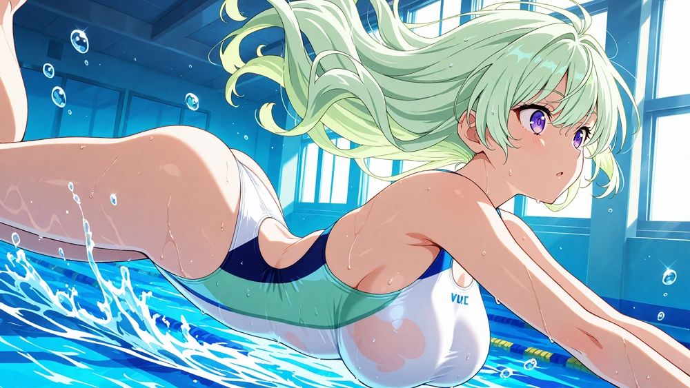 爆乳白スク水美少女たちが水泳指導と称して受精交尾三昧【4K】 画像3
