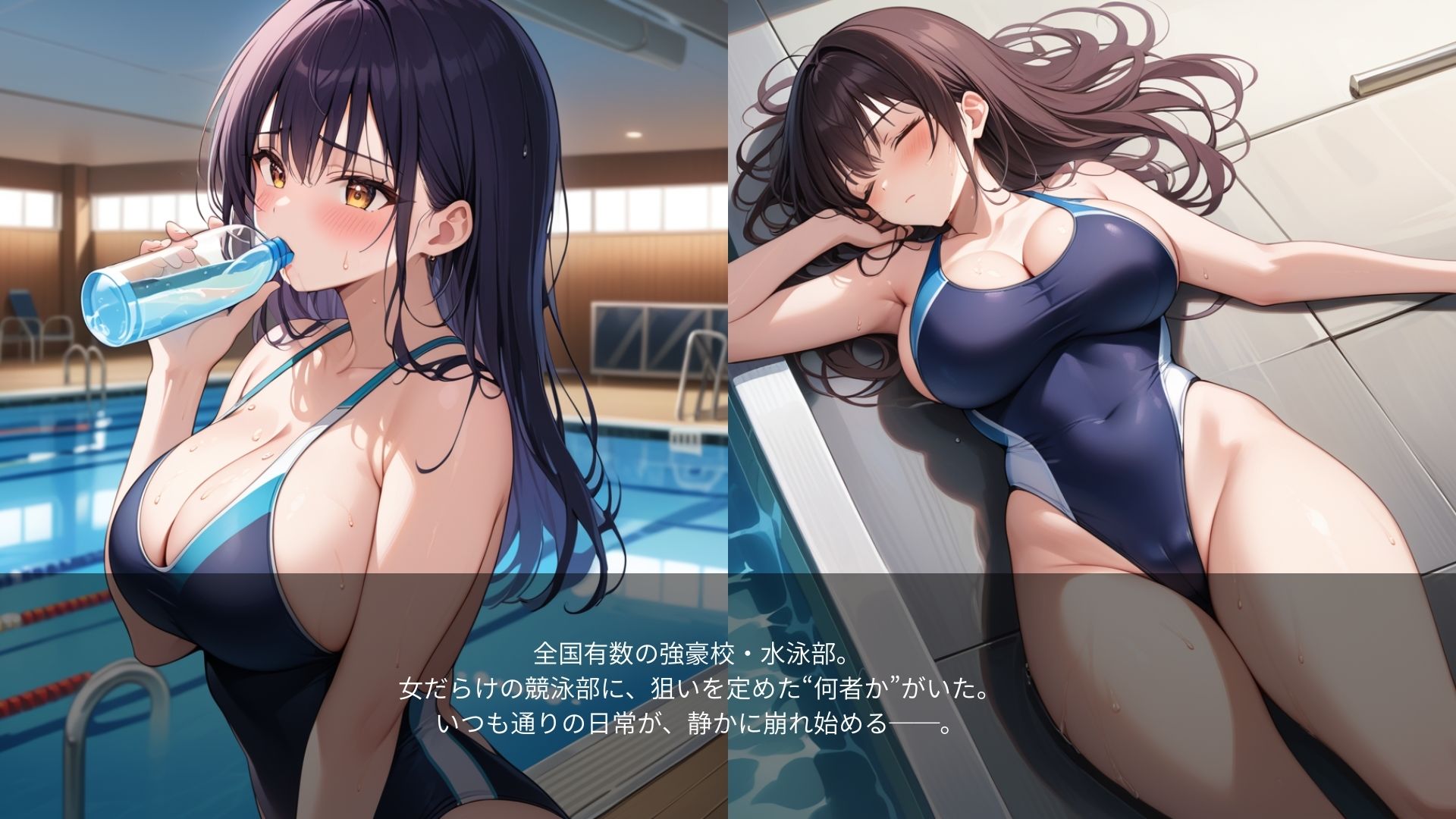 サンプル画像2:狙われた女子水泳部──巨乳黒髪ロングの競泳女子、濡れたロッカーで──(あいえろ本舗) [d_636144]