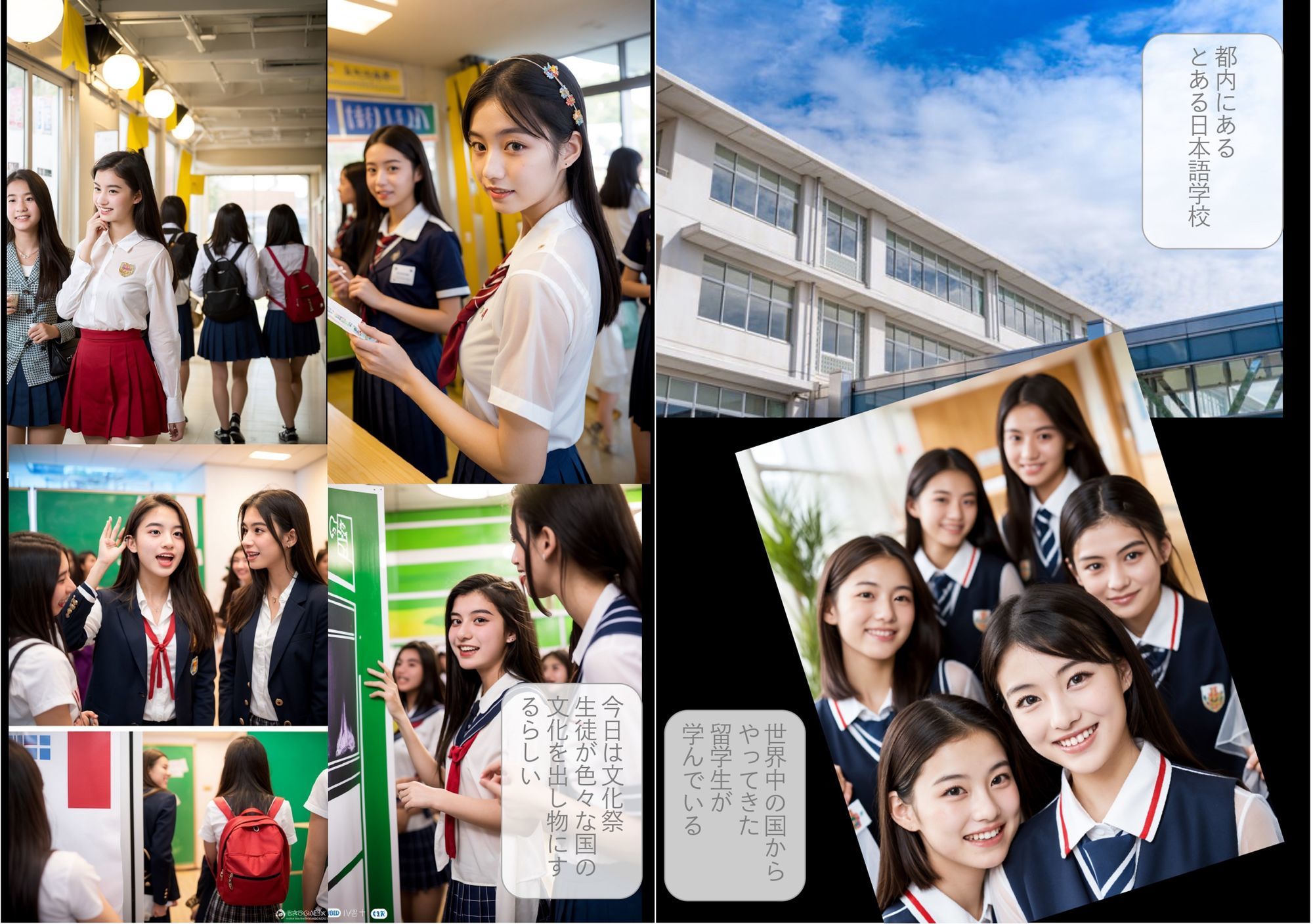 サンプル画像2:［ストーリー＋大量画像］インターナショナルスクールの文化祭の出し物は【セクキャバ】！？タイ・アメリカ・中国・韓国の美人留学生たちが僕を囲んでチンポを奪い合うハーレム体験！！(顔面最強美双子（AI2Twins）) [d_636494]