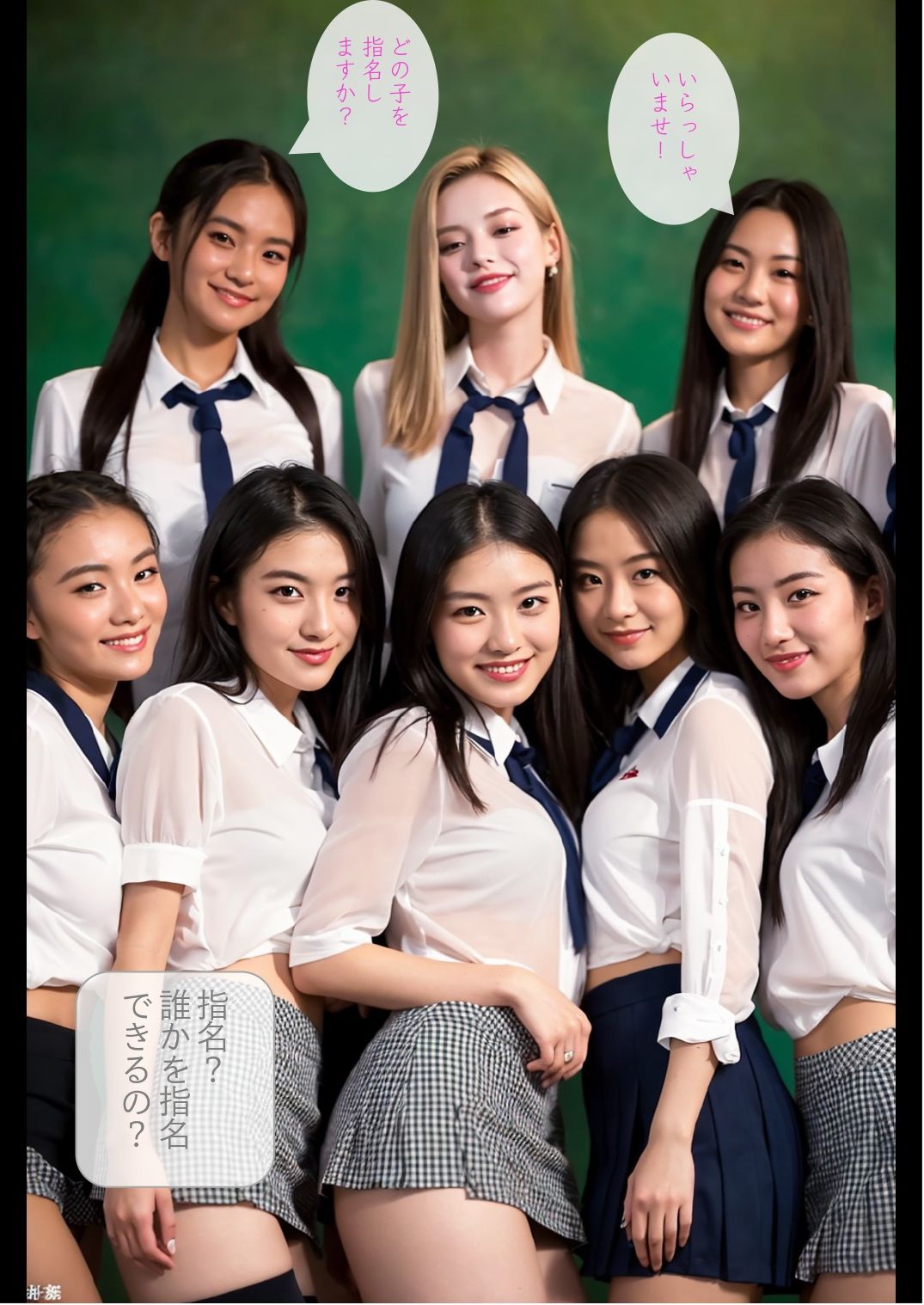 サンプル画像4:［ストーリー＋大量画像］インターナショナルスクールの文化祭の出し物は【セクキャバ】！？タイ・アメリカ・中国・韓国の美人留学生たちが僕を囲んでチンポを奪い合うハーレム体験！！(顔面最強美双子（AI2Twins）) [d_636494]