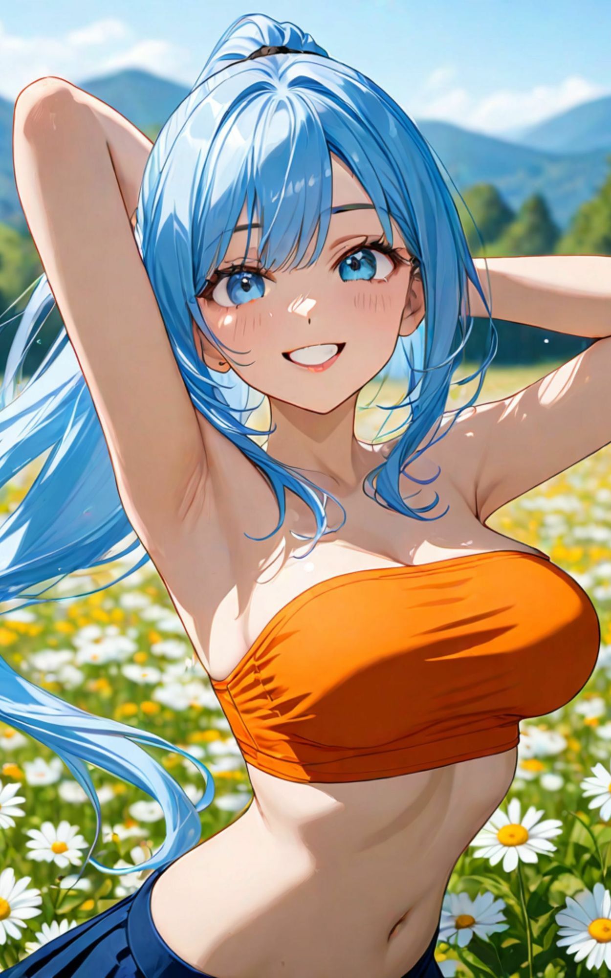 サンプル画像1:活発お姉さんの恥じらい＜AI美女イラスト集＞(星降楽園) [d_637691]