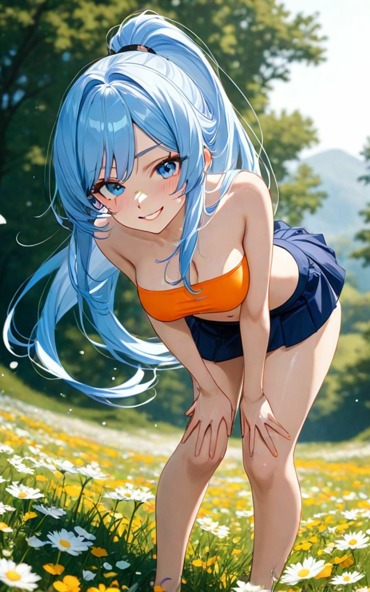 サンプル画像2:活発お姉さんの恥じらい＜AI美女イラスト集＞(星降楽園) [d_637691]