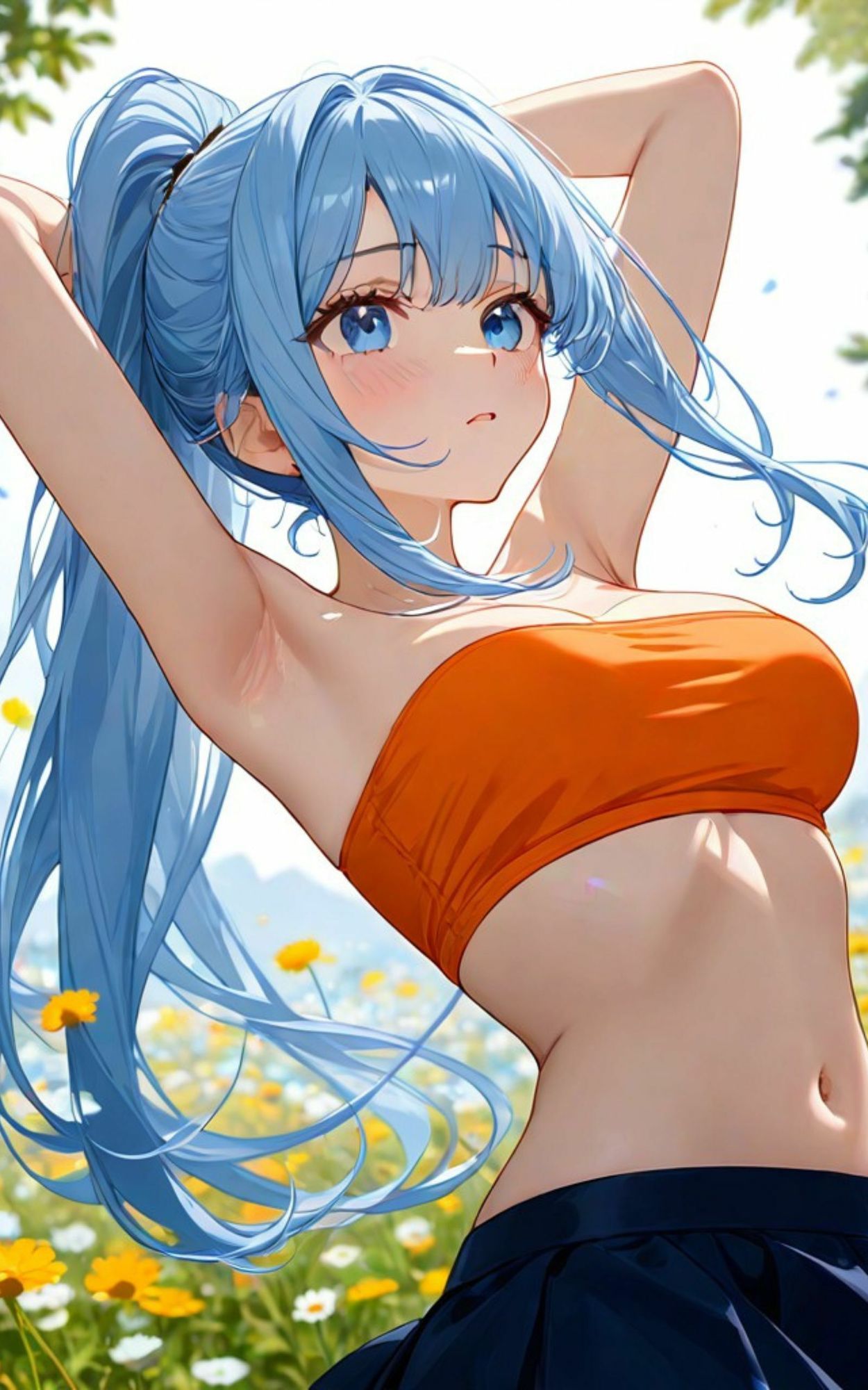 サンプル画像3:活発お姉さんの恥じらい＜AI美女イラスト集＞(星降楽園) [d_637691]