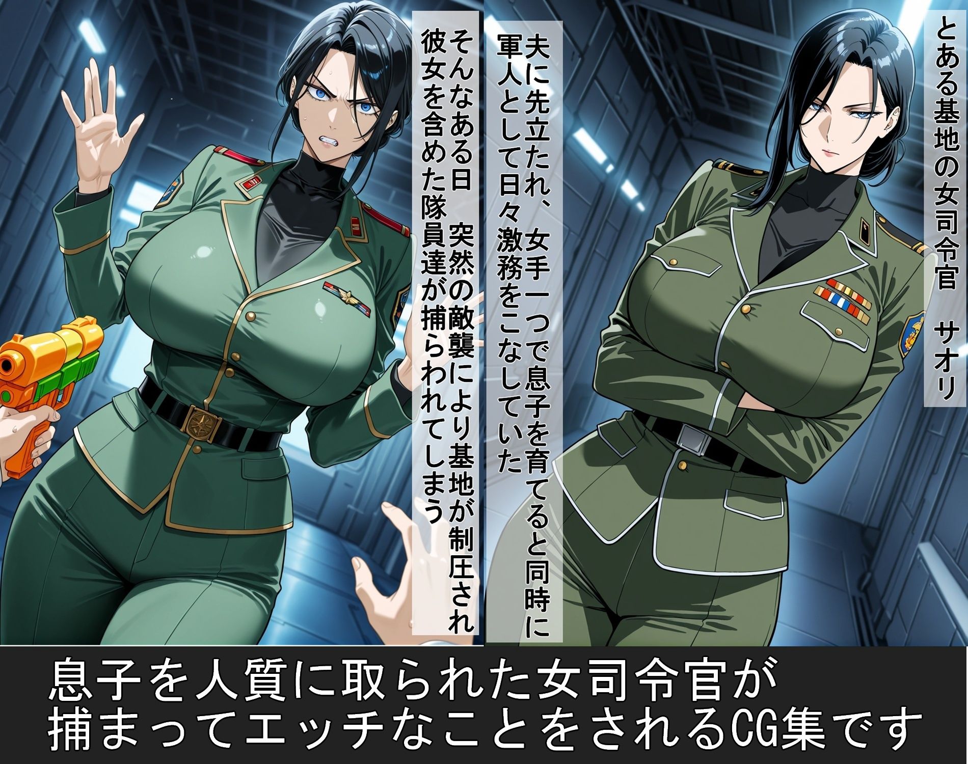 サンプル画像1:息子より年下の敵兵に捕まった女司令官(豚鬼オーク@AIイラスト) [d_637899]