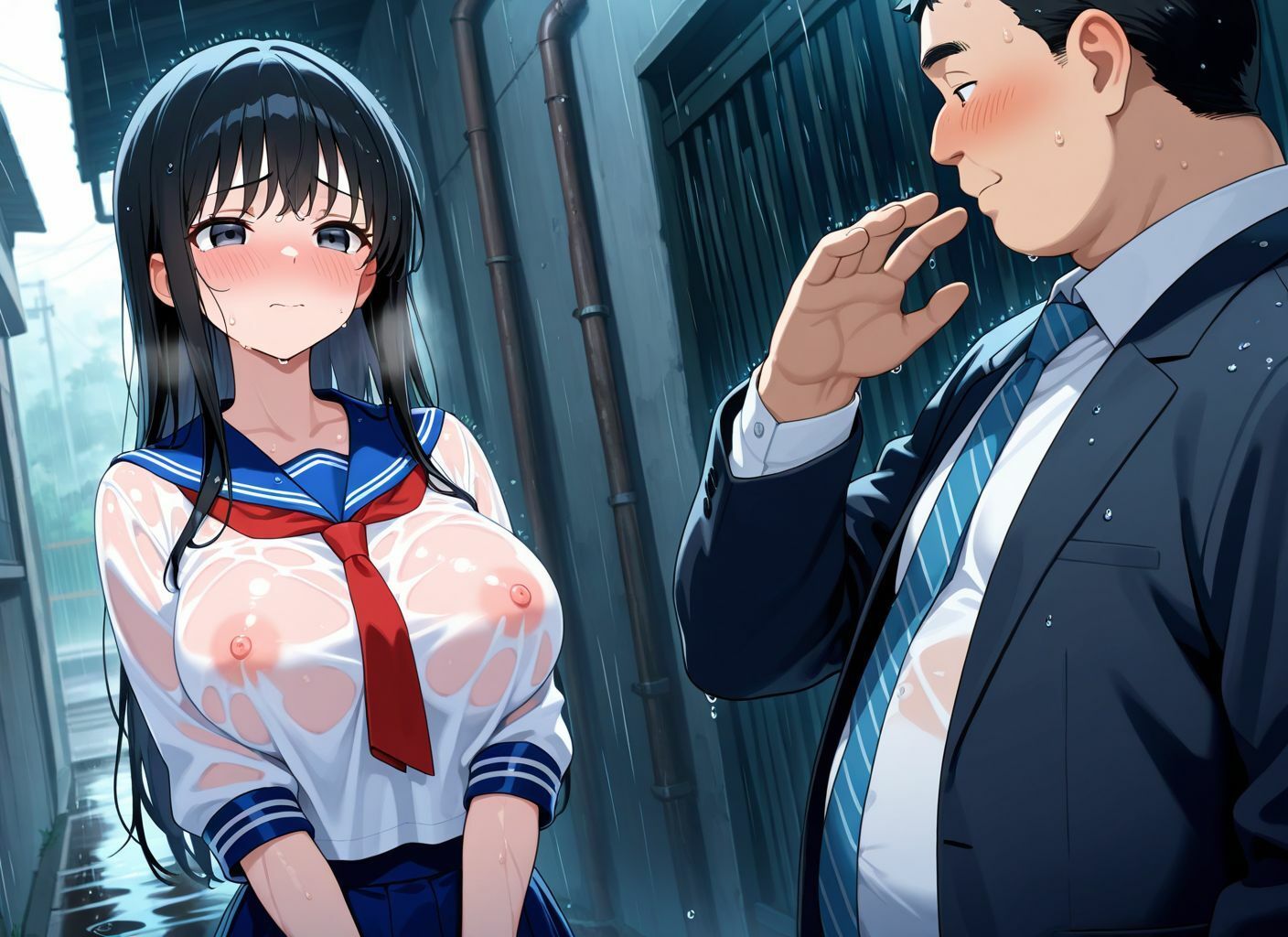 サンプル画像2:雨の日に〜透け透け巨乳びしょ濡れ中出し中毒〜(えちラボ) [d_638190]