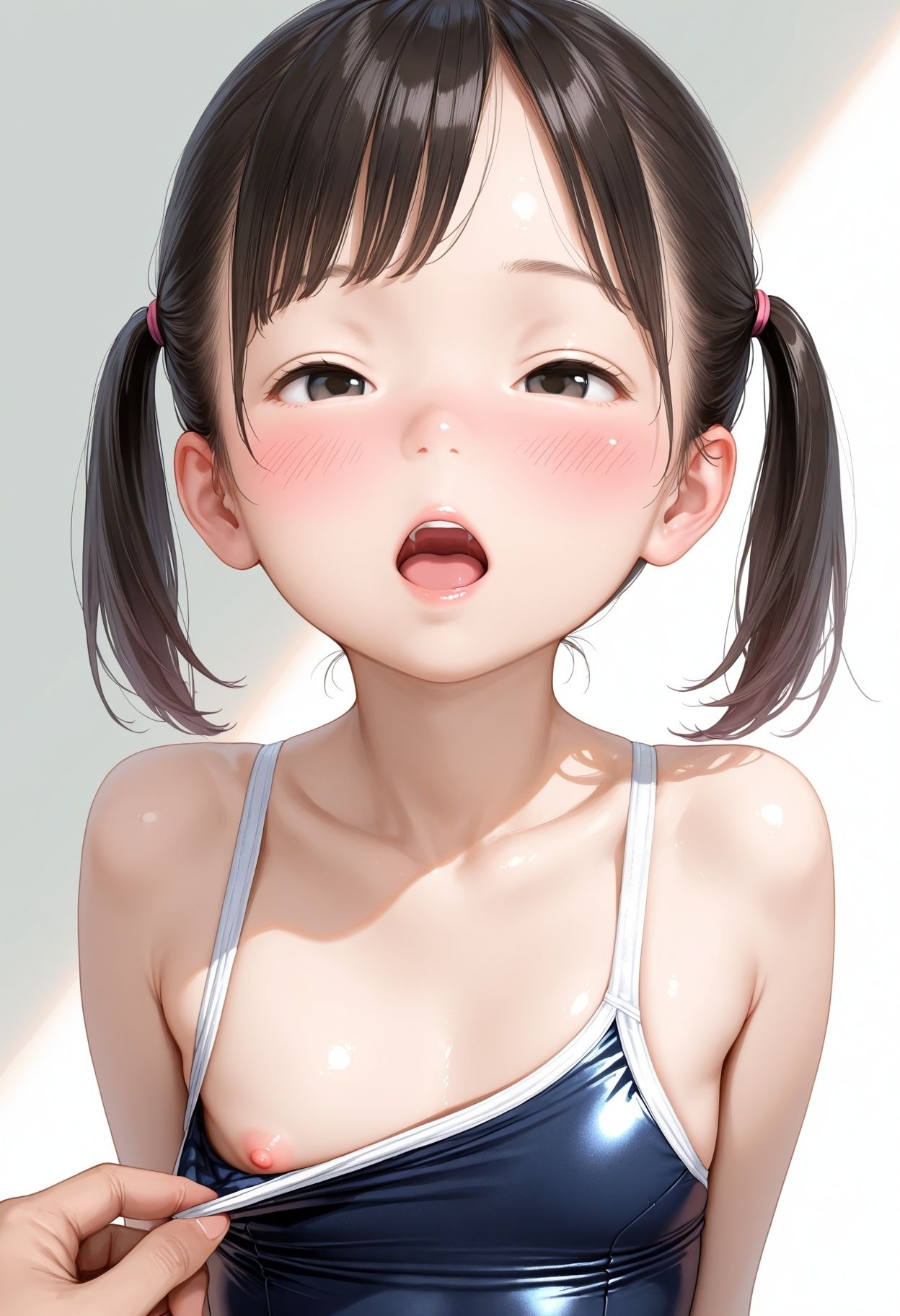 スク水  ちっぱい日焼け少女  4K321枚 ぽロリ エロ画像2