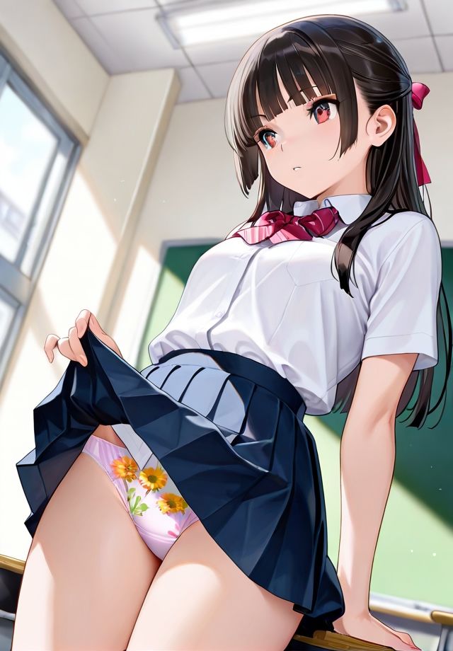 スカートまくり上げ パンティ丸見え 画像1