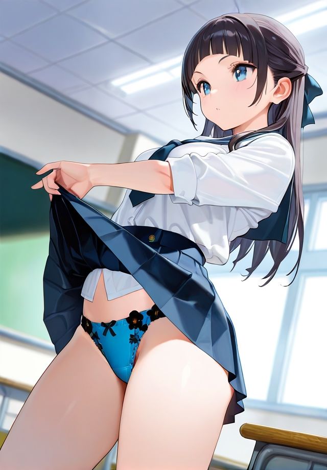 スカートまくり上げ パンティ丸見え 画像6