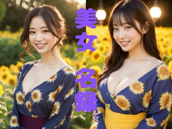 【美女名録】vol4.15  向日葵の夜──ひまわり畑で待つ君  204枚【AIグラビア写真集】