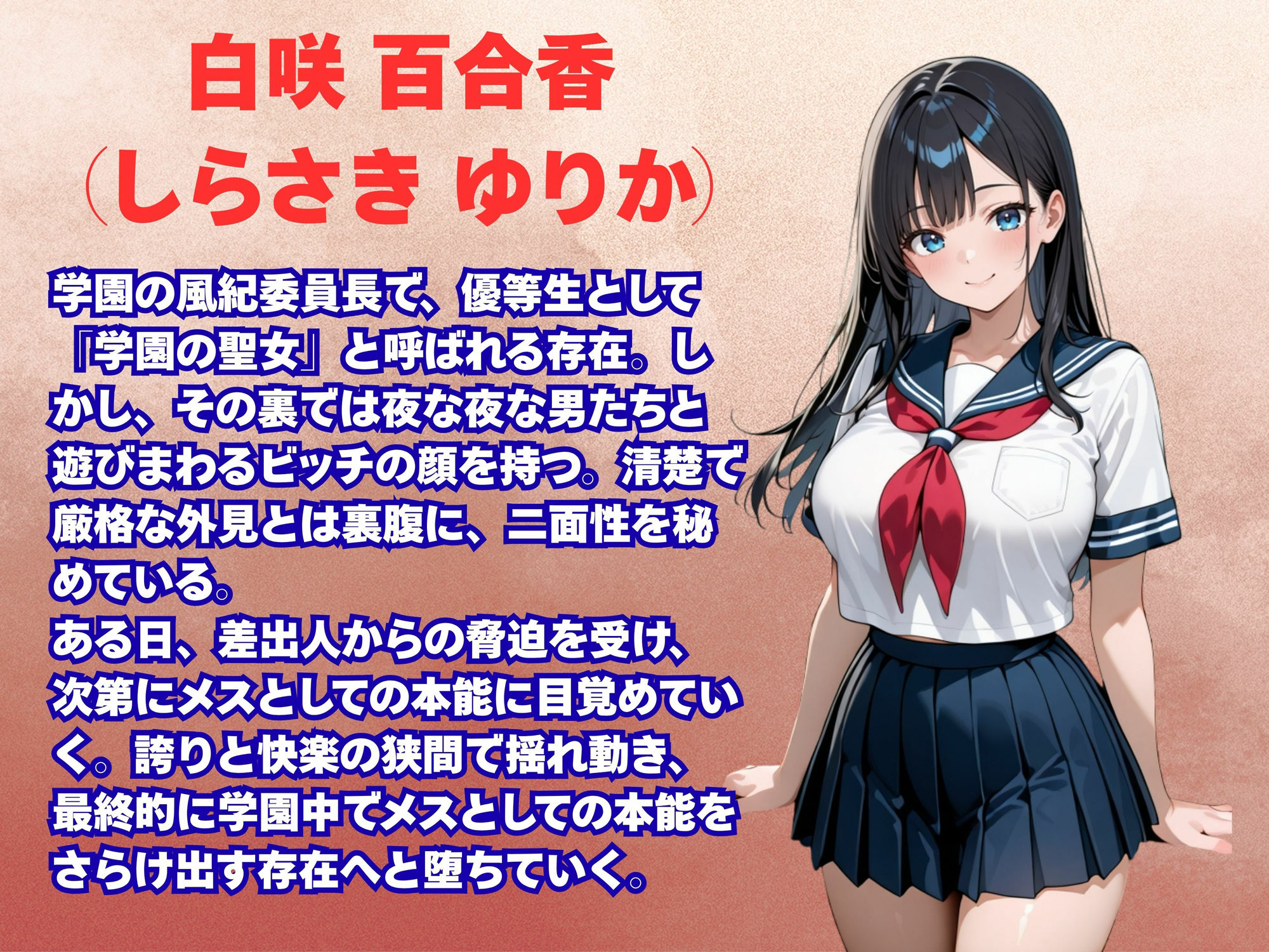 サンプル画像1:優等生ビッチの風紀委員長 メス堕ちの記録(パンプキンちゃん) [d_640100]