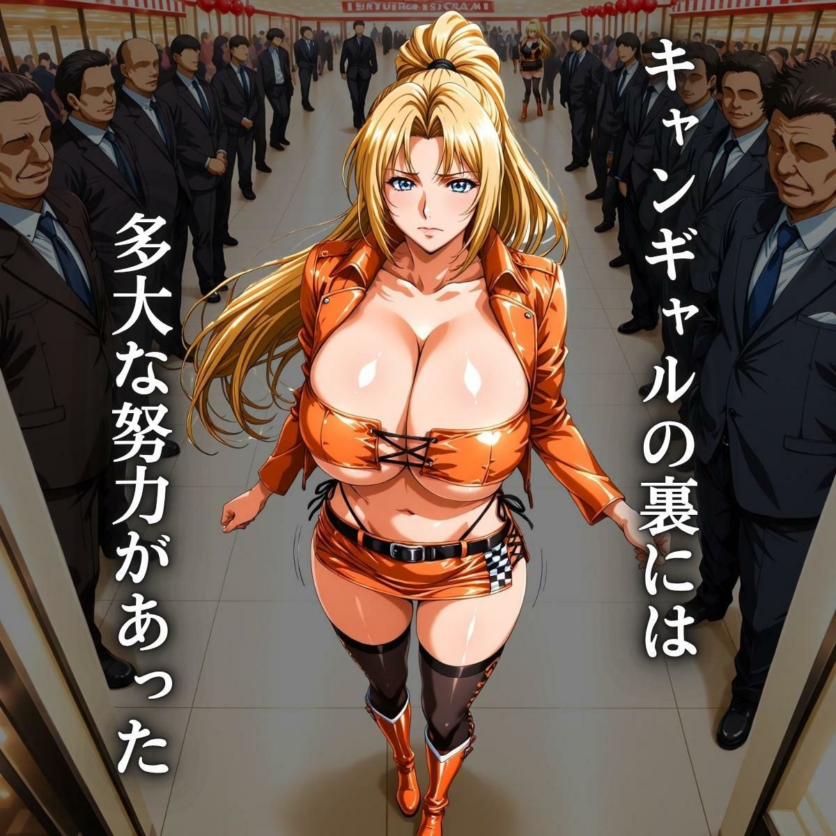 サンプル画像1:連日大盛況 おじさん群がるキャンギャルのお仕事  金髪編(TJネック) [d_640582]